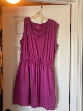 Lou & Grey Sleeveless Fuchsia Drawstring Waist Mini Dress